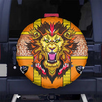 Swaziland Spare Tire Cover Lion Shield and Leopard Print Tribal Design