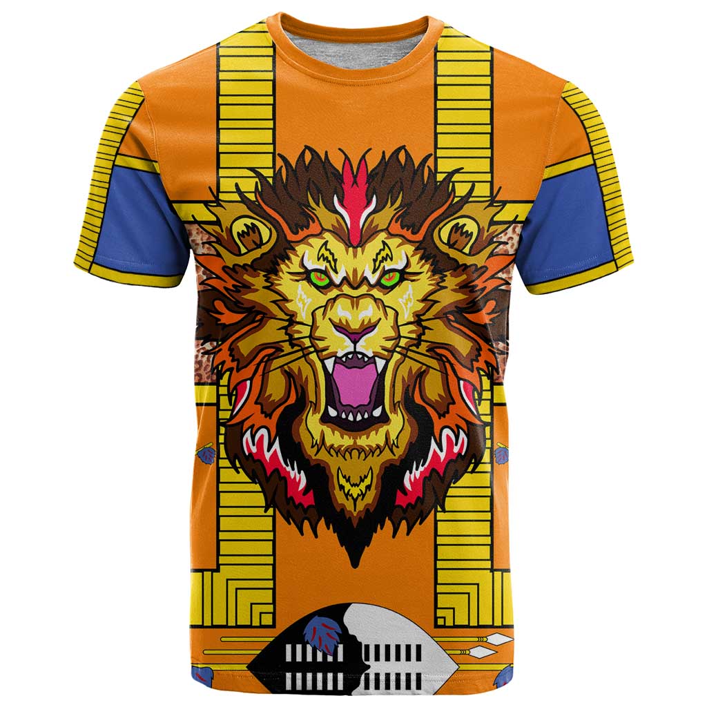 Swaziland T Shirt Lion Shield and Leopard Print Tribal Design