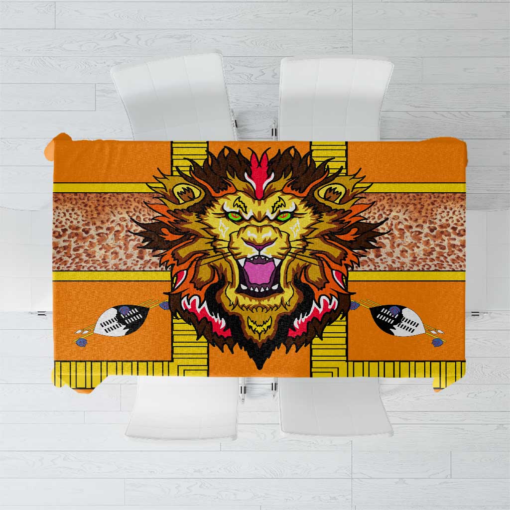 Swaziland Tablecloth Lion Shield and Leopard Print Tribal Design