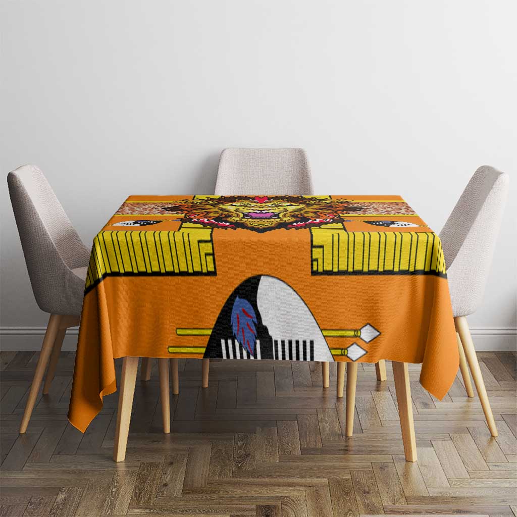Swaziland Tablecloth Lion Shield and Leopard Print Tribal Design