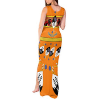 Swaziland Tank Maxi Dress Lion Shield and Leopard Print Tribal Design