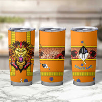 Swaziland Tumbler Cup Lion Shield and Leopard Print Tribal Design