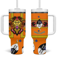 Swaziland Tumbler With Handle Lion Shield and Leopard Print Tribal Design