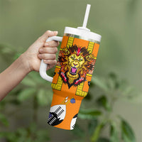 Swaziland Tumbler With Handle Lion Shield and Leopard Print Tribal Design