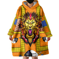 Swaziland Wearable Blanket Hoodie Lion Shield and Leopard Print Tribal Design