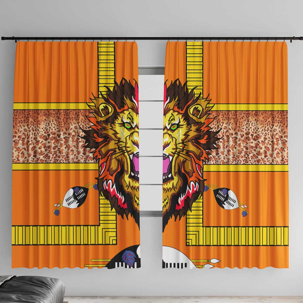 Swaziland Window Curtain Lion Shield and Leopard Print Tribal Design
