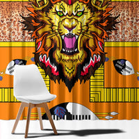Swaziland Window Curtain Lion Shield and Leopard Print Tribal Design