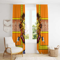 Swaziland Window Curtain Lion Shield and Leopard Print Tribal Design