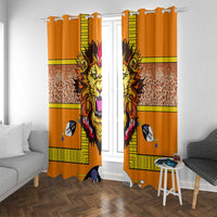 Swaziland Window Curtain Lion Shield and Leopard Print Tribal Design
