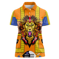 Swaziland Women Polo Shirt Lion Shield and Leopard Print Tribal Design