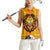 Swaziland Women Sleeveless Polo Shirt Lion Shield and Leopard Print Tribal Design