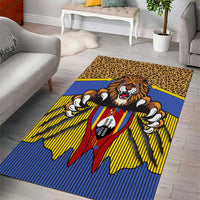 Swaziland Area Rug Coat of Arms Lion Elephant Shield Leopard Print Design