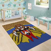 Swaziland Area Rug Coat of Arms Lion Elephant Shield Leopard Print Design