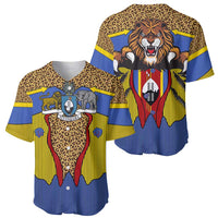 Swaziland Baseball Jersey Coat of Arms Lion Elephant Shield Leopard Print Design