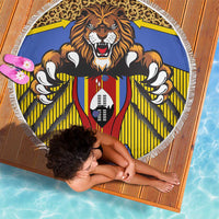 Swaziland Beach Blanket Coat of Arms Lion Elephant Shield Leopard Print Design