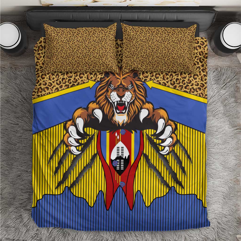 Swaziland Bedding Set Coat of Arms Lion Elephant Shield Leopard Print Design
