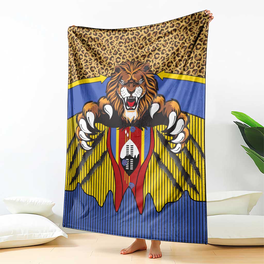 Swaziland Blanket Coat of Arms Lion Elephant Shield Leopard Print Design