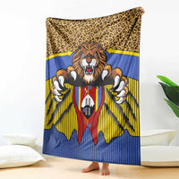 Swaziland Blanket Coat of Arms Lion Elephant Shield Leopard Print Design