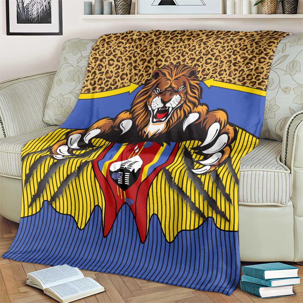 Swaziland Blanket Coat of Arms Lion Elephant Shield Leopard Print Design