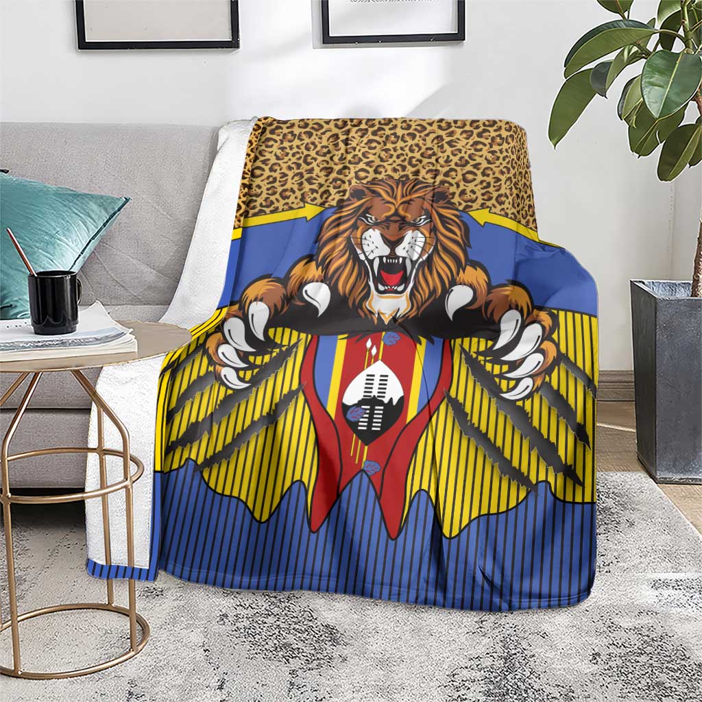 Swaziland Blanket Coat of Arms Lion Elephant Shield Leopard Print Design