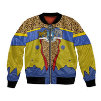 Swaziland Bomber Jacket Coat of Arms Lion Elephant Shield Leopard Print Design