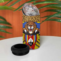 Swaziland 4 in 1 Can Cooler Tumbler Coat of Arms Lion Elephant Shield Leopard Print Design