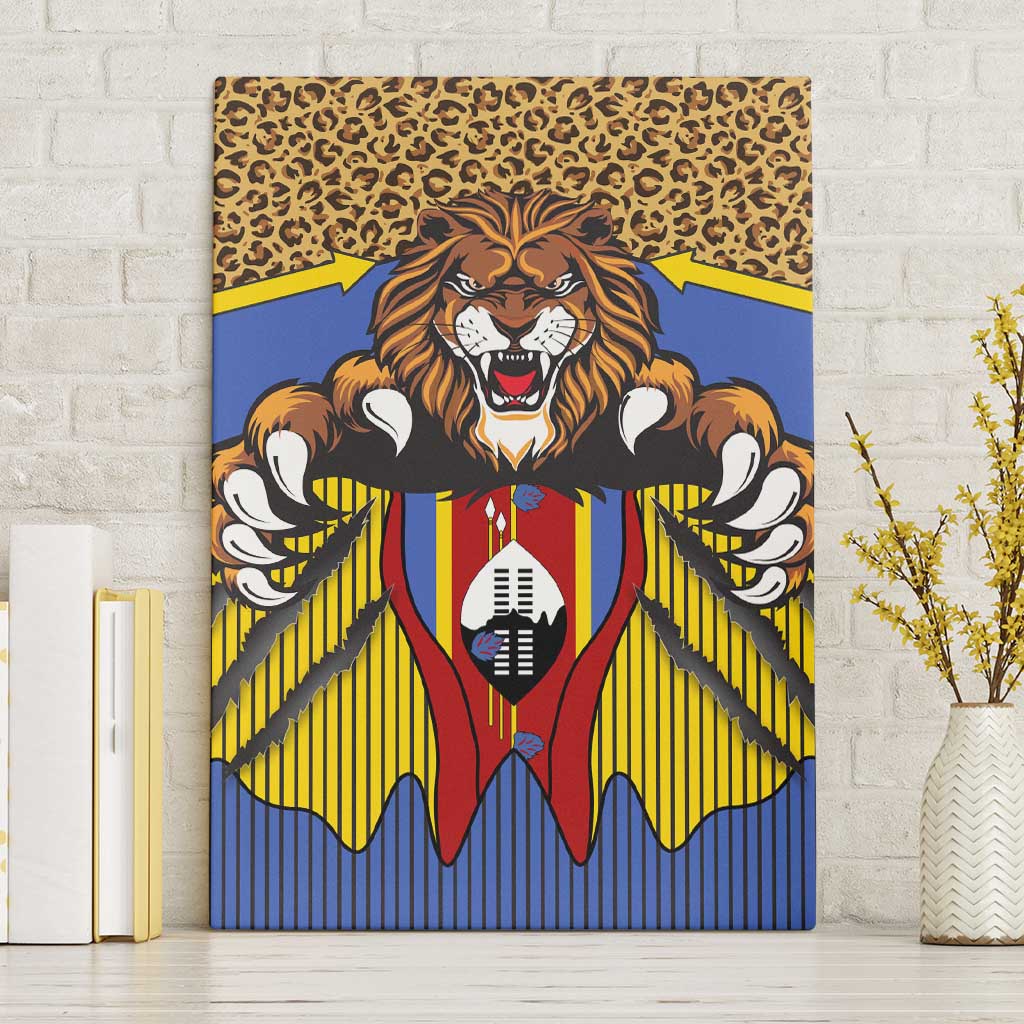 Swaziland Canvas Wall Art Coat of Arms Lion Elephant Shield Leopard Print Design