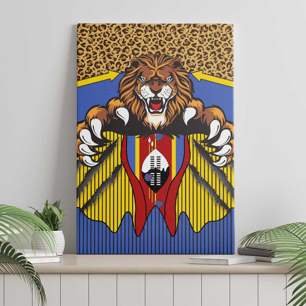 Swaziland Canvas Wall Art Coat of Arms Lion Elephant Shield Leopard Print Design