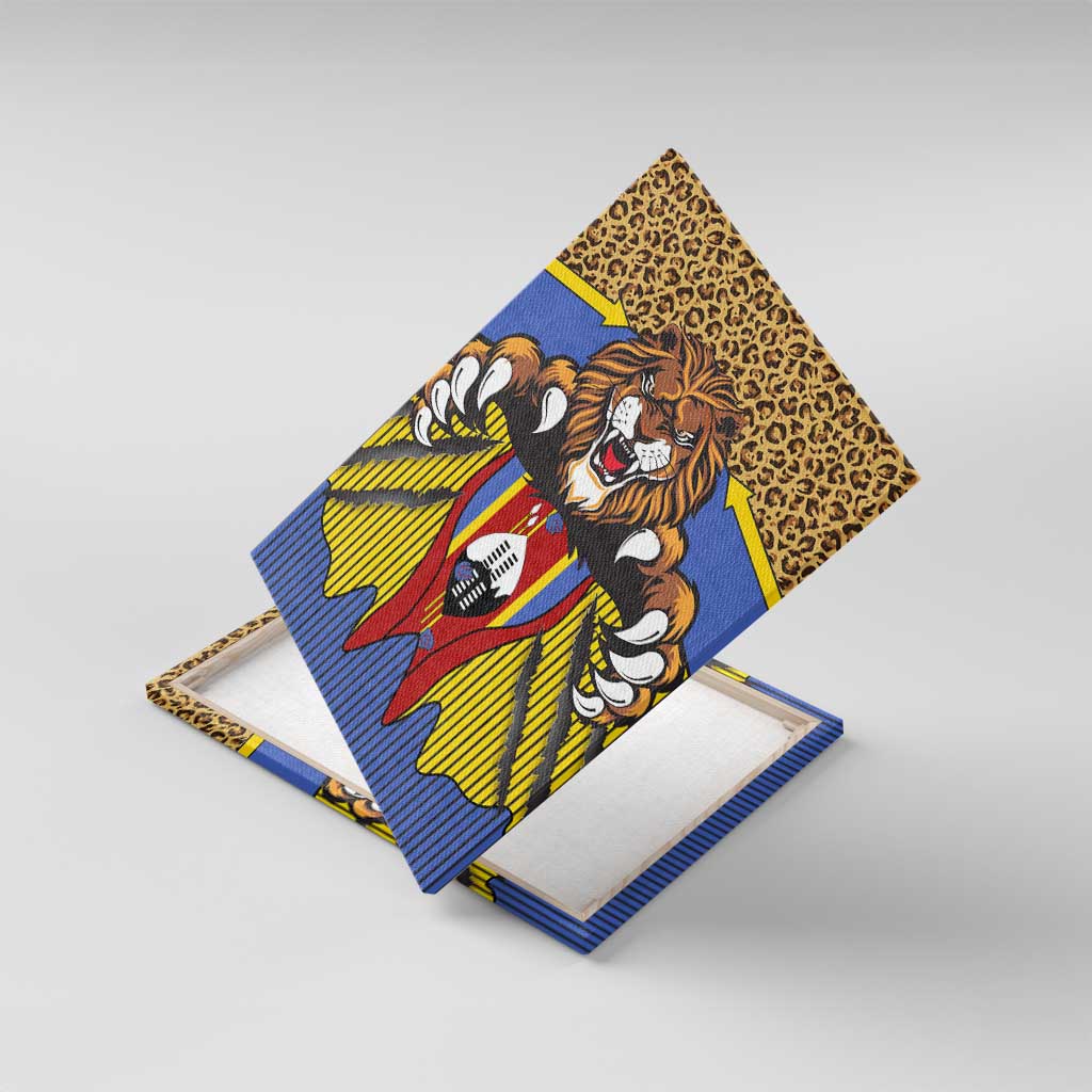Swaziland Canvas Wall Art Coat of Arms Lion Elephant Shield Leopard Print Design