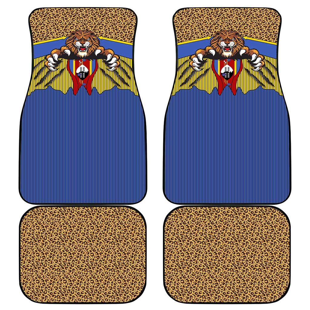 Swaziland Car Mats Coat of Arms Lion Elephant Shield Leopard Print Design