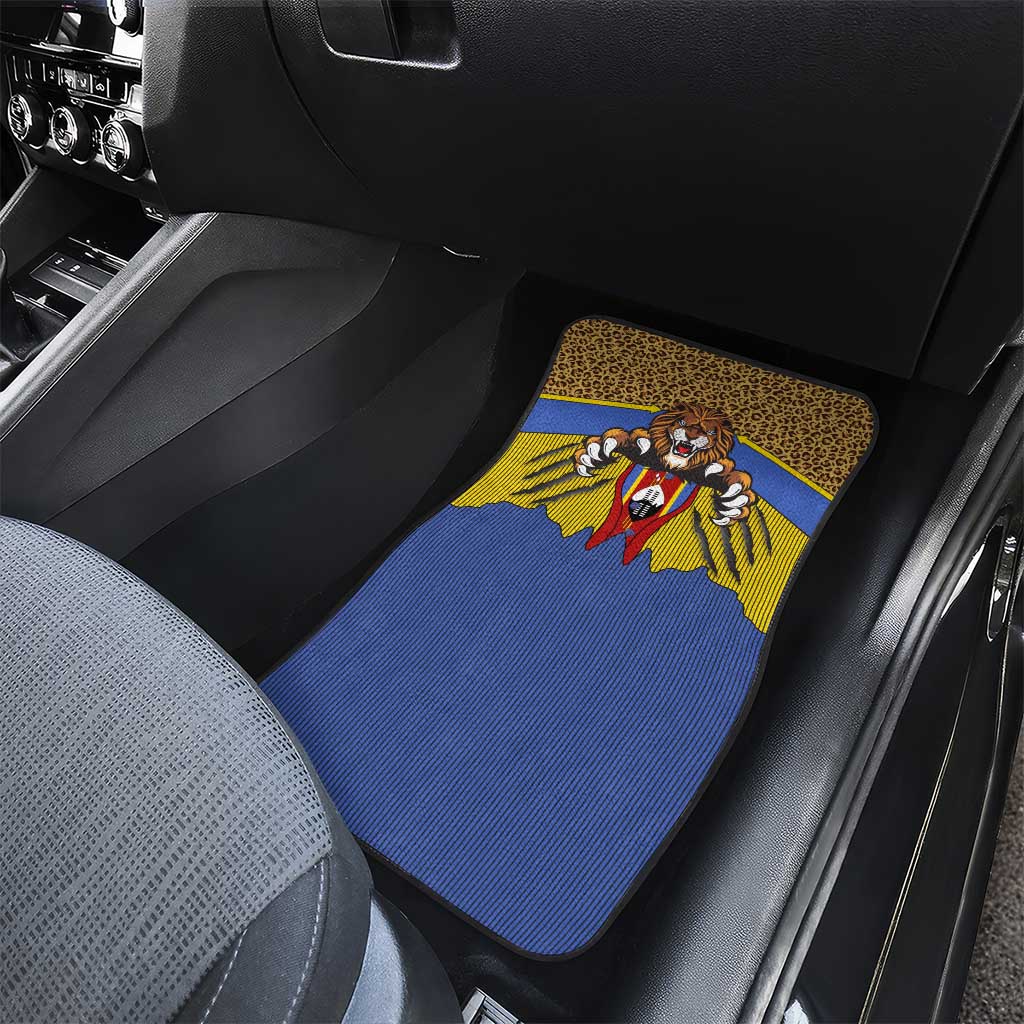Swaziland Car Mats Coat of Arms Lion Elephant Shield Leopard Print Design