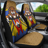 Swaziland Car Seat Cover Coat of Arms Lion Elephant Shield Leopard Print Design