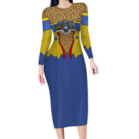 Swaziland Family Matching Long Sleeve Bodycon Dress and Hawaiian Shirt Coat of Arms Lion Elephant Shield Leopard Print Design