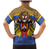 Swaziland Family Matching Mermaid Dress and Hawaiian Shirt Coat of Arms Lion Elephant Shield Leopard Print Design