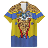 Swaziland Family Matching Mermaid Dress and Hawaiian Shirt Coat of Arms Lion Elephant Shield Leopard Print Design