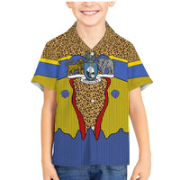 Swaziland Family Matching Mermaid Dress and Hawaiian Shirt Coat of Arms Lion Elephant Shield Leopard Print Design