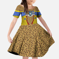 Swaziland Family Matching Off The Shoulder Long Sleeve Dress and Hawaiian Shirt Coat of Arms Lion Elephant Shield Leopard Print Design
