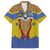 Swaziland Family Matching Off The Shoulder Long Sleeve Dress and Hawaiian Shirt Coat of Arms Lion Elephant Shield Leopard Print Design