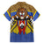 Swaziland Family Matching Off The Shoulder Long Sleeve Dress and Hawaiian Shirt Coat of Arms Lion Elephant Shield Leopard Print Design