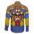 Swaziland Family Matching Off The Shoulder Long Sleeve Dress and Hawaiian Shirt Coat of Arms Lion Elephant Shield Leopard Print Design