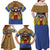 Swaziland Family Matching Off Shoulder Maxi Dress and Hawaiian Shirt Coat of Arms Lion Elephant Shield Leopard Print Design