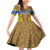 Swaziland Family Matching Off Shoulder Short Dress and Hawaiian Shirt Coat of Arms Lion Elephant Shield Leopard Print Design