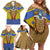 Swaziland Family Matching Off Shoulder Short Dress and Hawaiian Shirt Coat of Arms Lion Elephant Shield Leopard Print Design