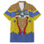 Swaziland Family Matching Short Sleeve Bodycon Dress and Hawaiian Shirt Coat of Arms Lion Elephant Shield Leopard Print Design