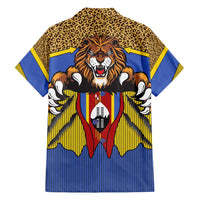 Swaziland Family Matching Short Sleeve Bodycon Dress and Hawaiian Shirt Coat of Arms Lion Elephant Shield Leopard Print Design