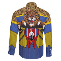 Swaziland Family Matching Tank Maxi Dress and Hawaiian Shirt Coat of Arms Lion Elephant Shield Leopard Print Design
