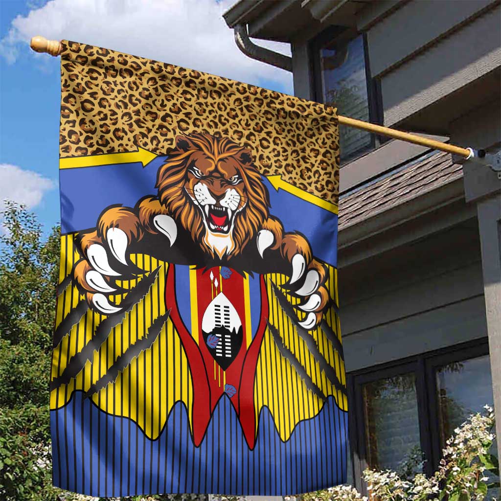 Swaziland Garden Flag Coat of Arms Lion Elephant Shield Leopard Print Design