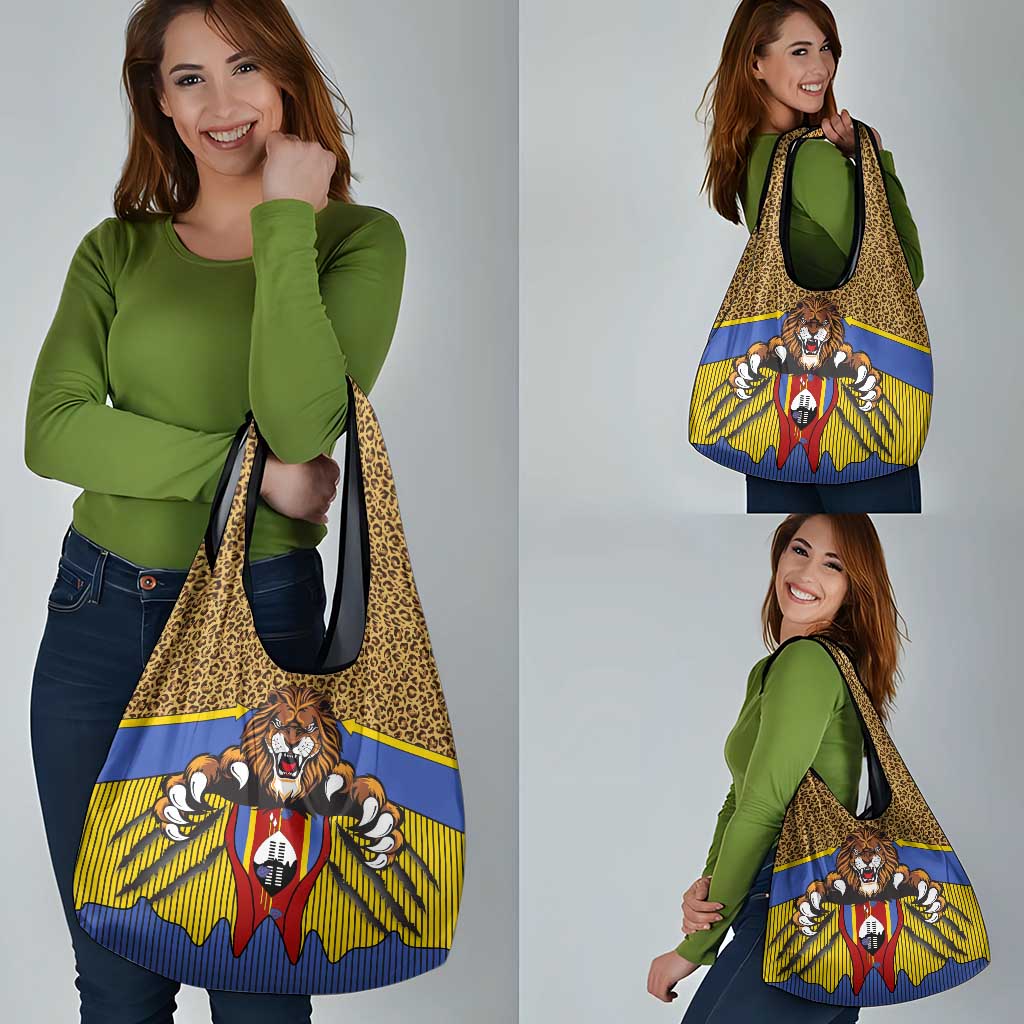 Swaziland Grocery Bag Coat of Arms Lion Elephant Shield Leopard Print Design