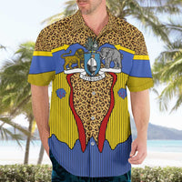 Swaziland Hawaiian Shirt Coat of Arms Lion Elephant Shield Leopard Print Design