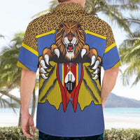 Swaziland Hawaiian Shirt Coat of Arms Lion Elephant Shield Leopard Print Design